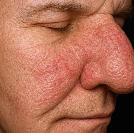 homem com rosácea fimatosa