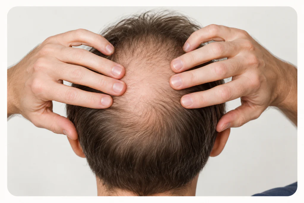 imagem demonstrando a careca de um homem com calvície masculina